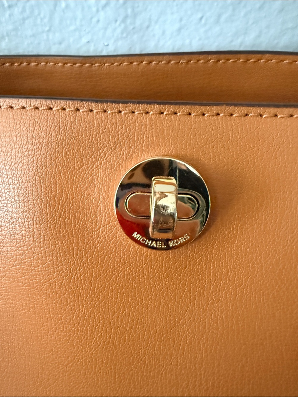 Michael Kors Rivington Gold Studded Cognac Leather Tote - Picture 11 of 14